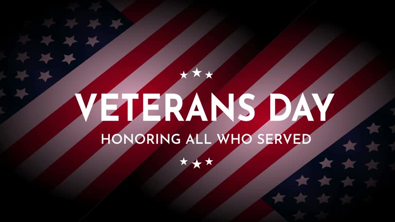 Veterans Day with USA flag. Honoring all who served. 4k animation