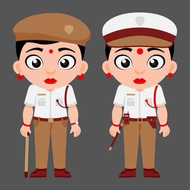 Indian Lady Traffic Police Government Employees Stock Illustration -  Download Image Now - iStock