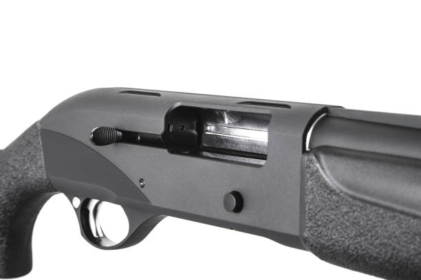 istock Modern semi-automatic shotgun. Weapons for sports and hunting. Black weapon isolate on white background. 1279403554