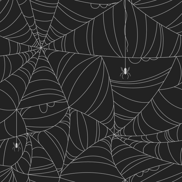 Creepy spider web seamless pattern background vector Creepy spider web seamless pattern background vector halloween patterns stock illustrations