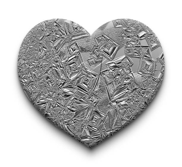 A blank heart of platinum. Silver heart isolated on white background