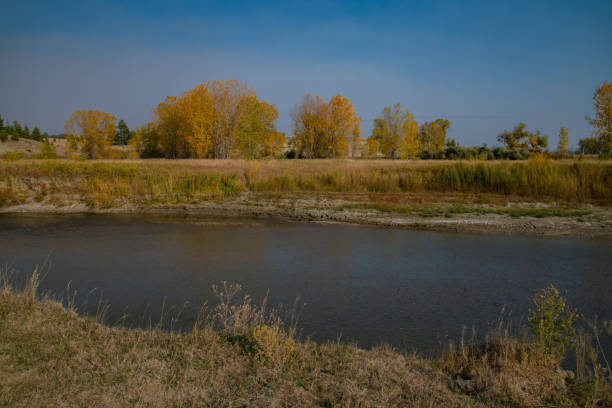 istock Autumn leaves scene along the Musselshell river 1279406667