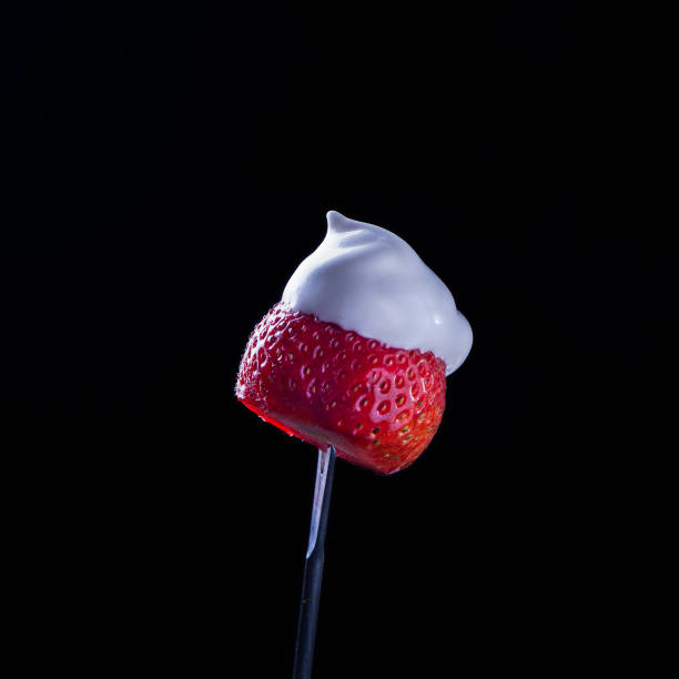 Macro photo of strawberry on black background