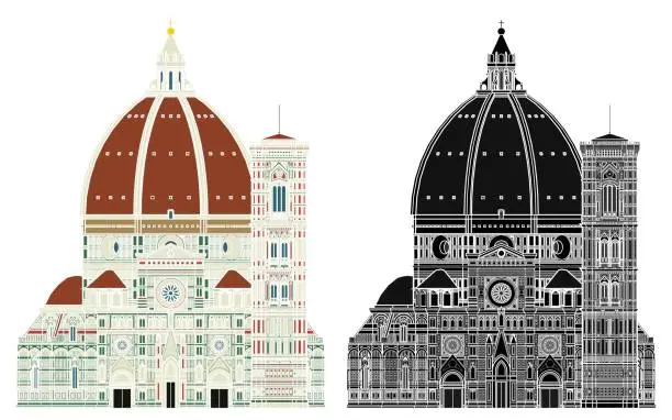 Vector illustration of Santa maria del fiore, Italy. Without outline.