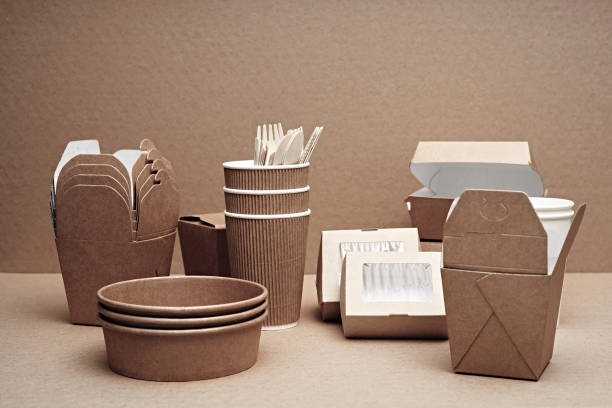 istock A set of paper and wood, environmentally friendly and biodegradable disposable tableware. Fast food, cafe. 1279415881