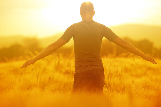 istock Man standing in the wheat field 1279425375