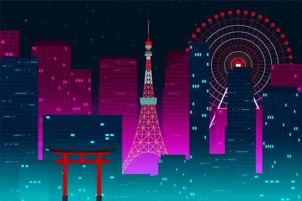 Vector illustration of Tokyo Skyline