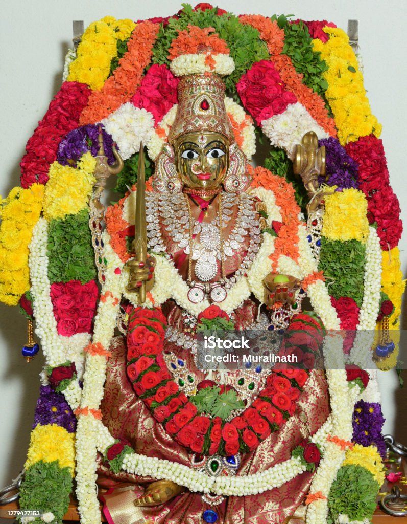 Indian Traditional Hindu Goddess Amman Pooja At Home Stock Photo ...