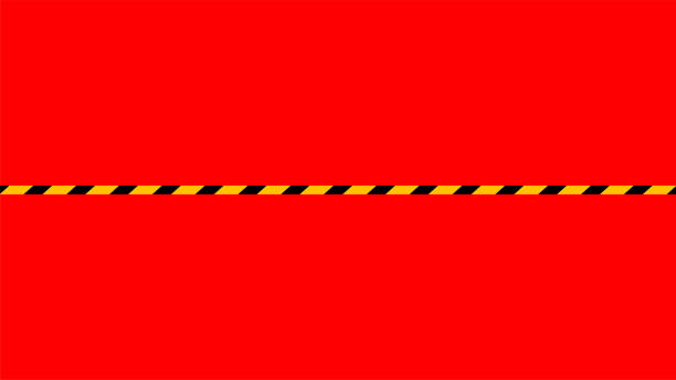 istock tape line yellow black stripe isolated on red banner background, warning space with ribbon tape sign or comfort safety zone, safety banner for copy space, ribbon yellow black stripe, tape line caution 1279439232