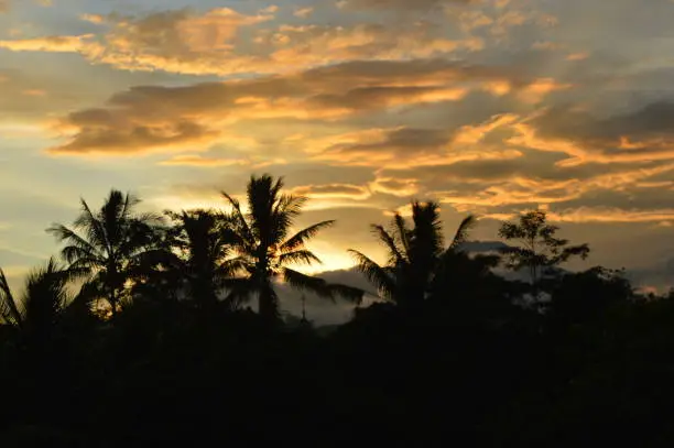 Sunset in tropical area is pretty beautiful after the rain fall
