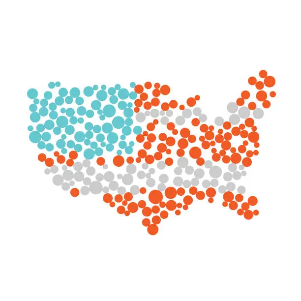 Vector illustration of Map of the United States of America bubbles