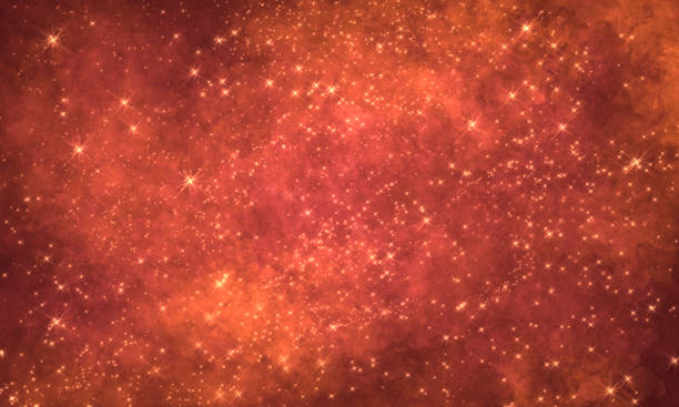 istock red bright saturated space background with many stars and grunge texture. Stylish background for the design of banners, cards, brochures, greeting, invitation 1279443674