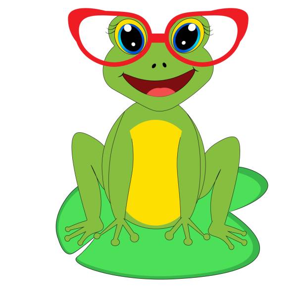 Cute cartoon animal with glasses vector illustration Cute cartoon animal with glasses vector illustration red amphibian frog animals in the wild stock illustrations