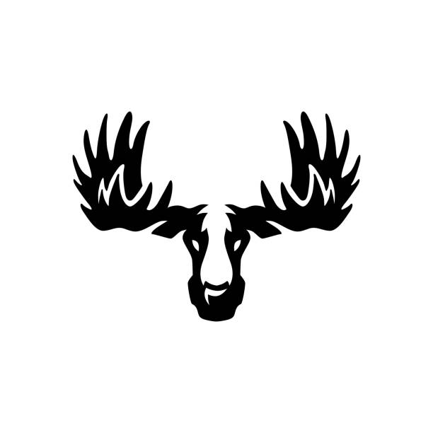 bildbanksillustrationer, clip art samt tecknat material och ikoner med älg huvud vektor ikon illustration - moose