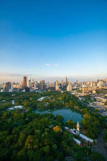 Panoramic Cityscapes and Skyline modern office buildings and condominium in Bangkok city downtown of Bangkok, Thailand