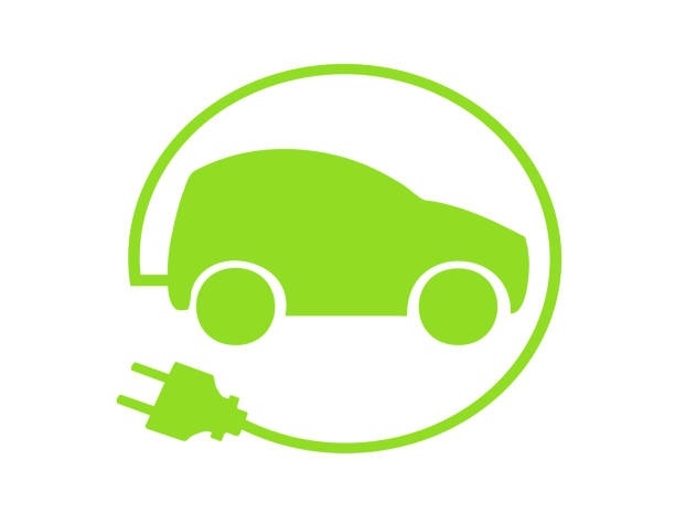 ikona elektrického vozu - hybridní pohon vozidlem na alternativní paliva stock ilustrace