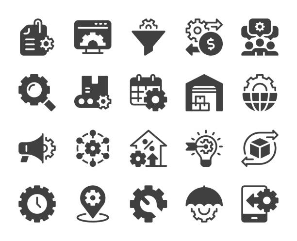Product Management - Icons Product Management Icons Vector EPS File. clip art of assembly line stock illustrations