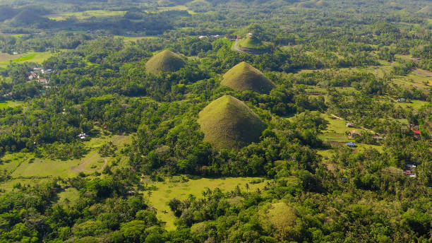 Chocolate hills.Bohol Philippines Chocolate Hills - one of the main attractions of the island of Bohol. Summer landscape in the Philippines. chocolate hills photos stock pictures, royalty-free photos & images