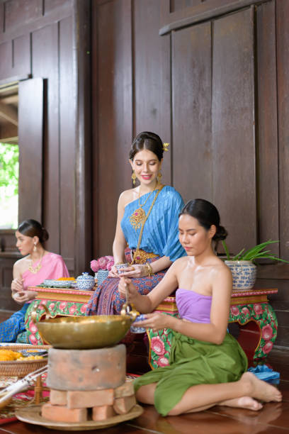 istock Thai people make Thai dessert in Thai period costume 1279461075