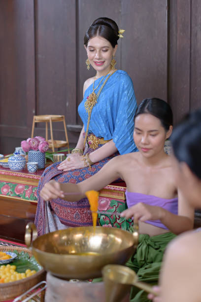 istock Thai people make Thai dessert in Thai period costume 1279461723