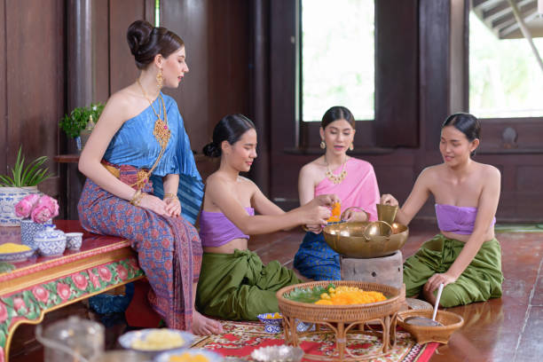 istock Thai people make Thai dessert in Thai period costume 1279461730