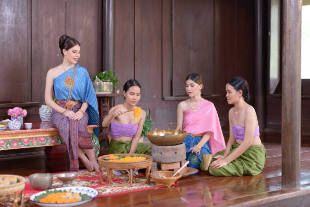 istock Thai people make Thai dessert in Thai period costume 1279461739