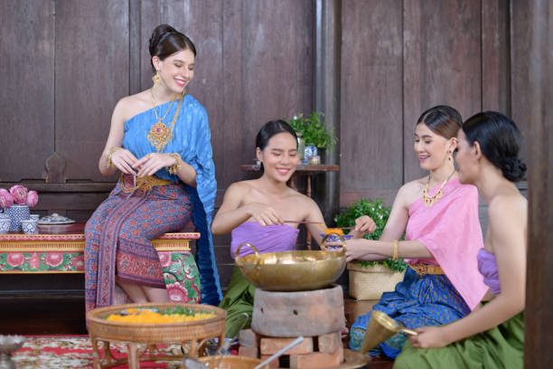 istock Thai people make Thai dessert in Thai period costume 1279461805