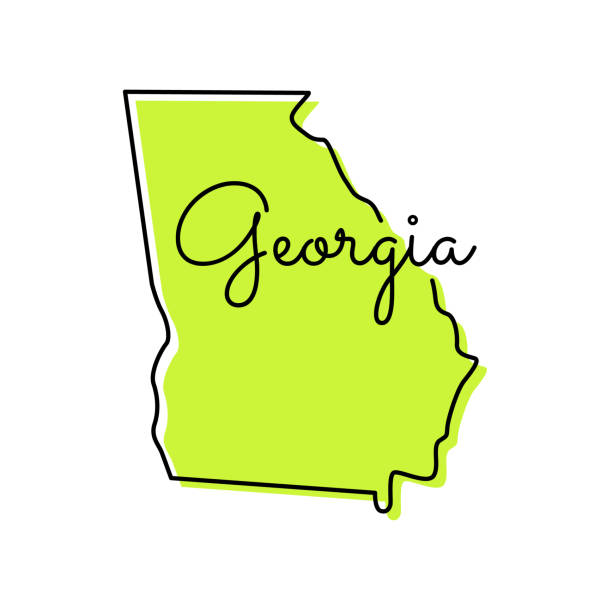 Map of Georgia - State of US Vector Illustration Design Template. Georgia Map Vector Illustration Design Template. Vector eps 10. georgia us state illustrations stock illustrations