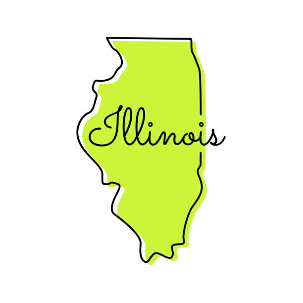 ilustrações de stock, clip art, desenhos animados e ícones de map of illinois - state of us vector illustration design template. - illinois