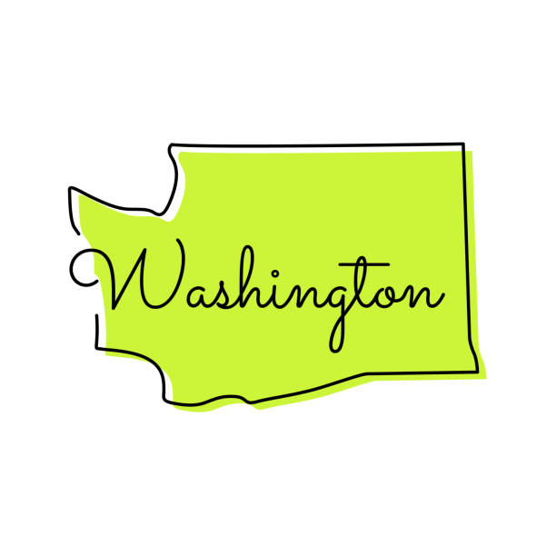 Map of Washington - State of US Vector Illustration Design Template. Washington Map Vector Illustration Design Template. Vector eps 10. washington state line art stock illustrations