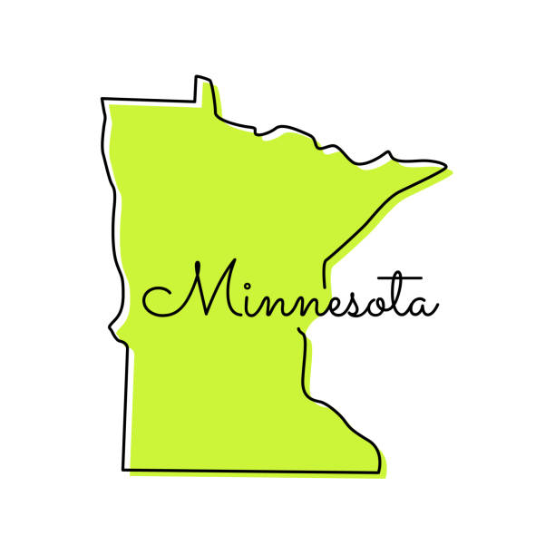 ilustraciones, imágenes clip art, dibujos animados e iconos de stock de mapa de minnesota - plantilla de diseño de ilustración vectorial del estado de ee. uu. - minnesota