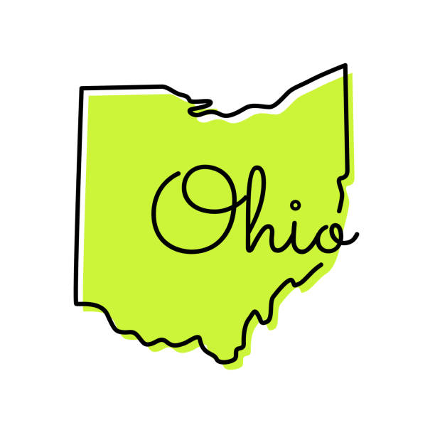 俄亥俄州地圖 - 美國向量插圖設計範本的狀態。 - 俄亥俄州 幅插畫檔、美工圖案、卡通及圖標