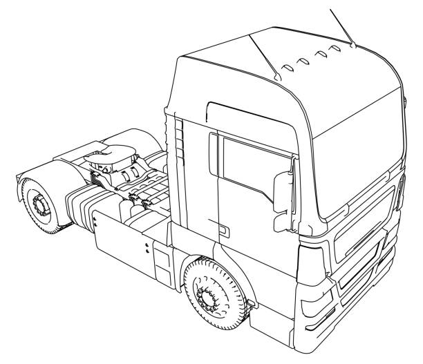 istock Commercial Delivery Cargo Truck vector for brand identity and advertising isolated. Created illustration of 3d. Wire-frame 1279470823