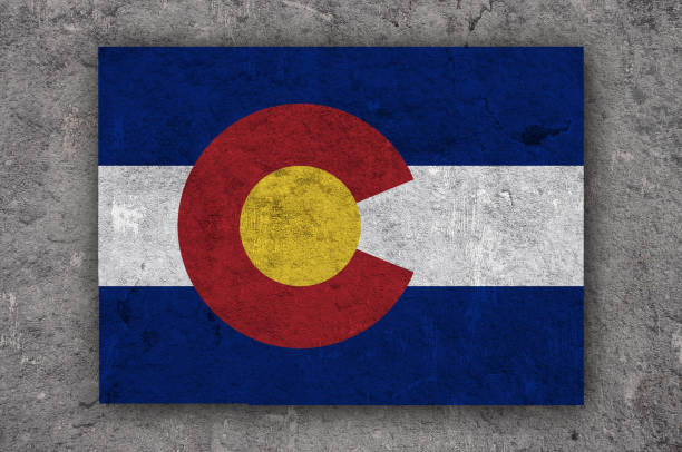 istock Map and flag of Colorado on weathered concrete 1279473135