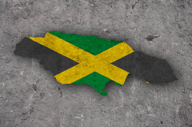 istock Map and flag of Jamaica on weathered concrete 1279474199