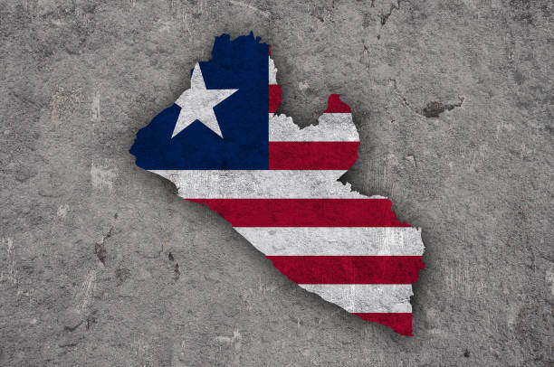istock Map and flag of Liberia on weathered concrete 1279474350