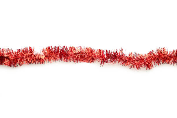 istock Christmas red tinsel isolated on white background. 1279474840