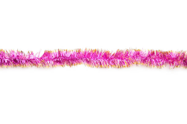 istock Christmas pink tinsel isolated on white background. 1279475705