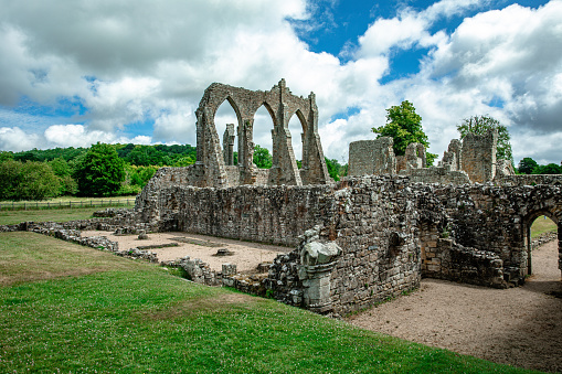 Ruins of Bayham Abbey, East Sussex, England, UK - church, chapter house and gatehouse