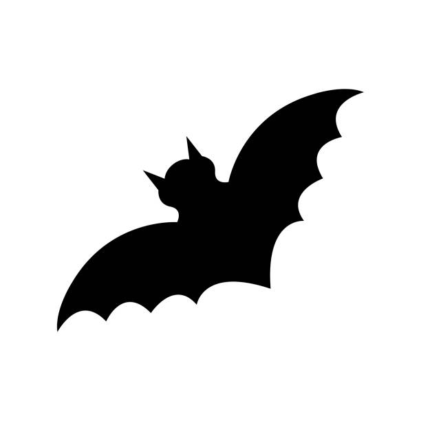 ilustraciones, imágenes clip art, dibujos animados e iconos de stock de silueta aislada de un murciélago sobre un fondo blanco - bat halloween silhouette wing