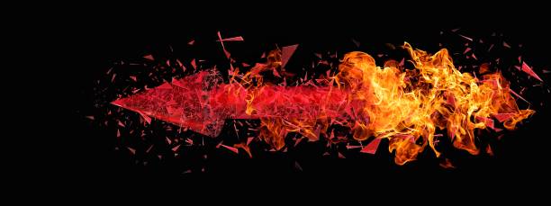 istock 3D illustration of a horizontally moving flame arrow 1279481231