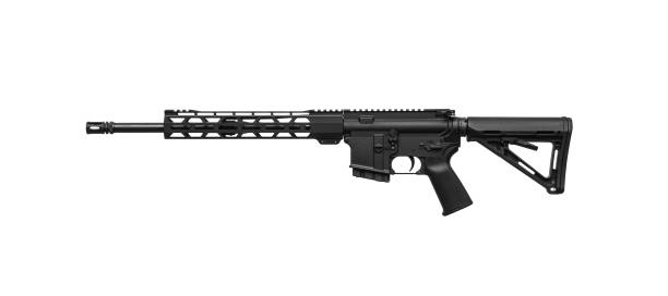 istock Modern automatic rifle isolated on white background. Weapons for police, special forces and the army. Automatic carbine. Assault rifle on white back. 1279482396