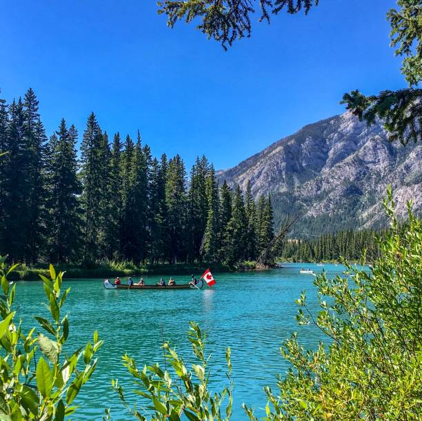 Canoeing down the Bow River.