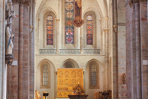 Saint Riquier, Somme, France, june 17, 2022 : interiors and architectural decors of the Saint Riquier abbey church