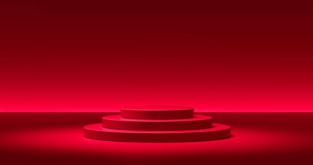 istock Minimal red podium for christmas product display. 1279487007