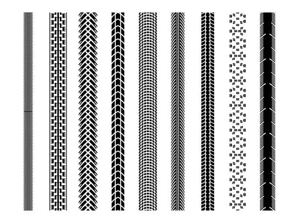 Vector illustration of Bicycle tire tread track