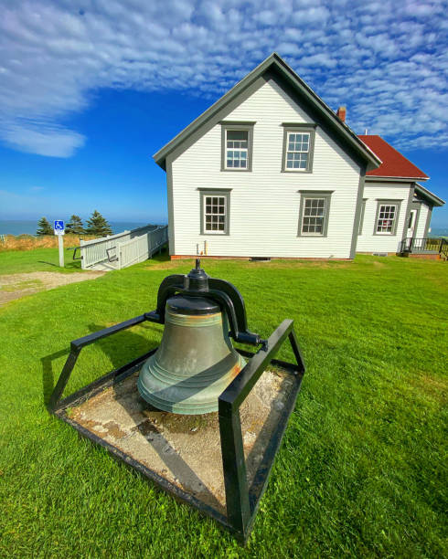 West Quoddy Head Lighthouse in Lubec, Maine  USA West Quoddy Head, in Quoddy Head State Park, Lubec, Maine, is the easternmost point of the contiguous United States. In 1808 a lighthouse was constructed at the site to guide ships through the Quoddy Narrows. The current tower, with distinctive red-and-white stripes, was constructed in 1858 and is an active aid to navigation. The 3rd order Fresnel lens is the only 3rd order and one of only eight Fresnel lenses still in use on the Maine Coast ta quoddy head state park stock pictures, royalty-free photos & images