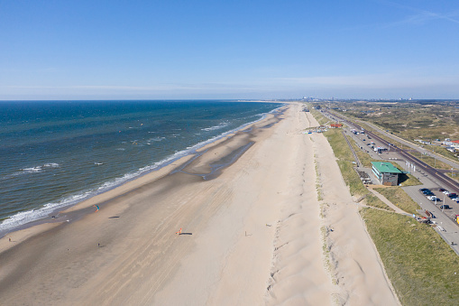 Earial view of zandvoort beach on the North Sea coast of the Netherlands