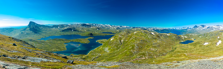 Hiking in amazing Jotunheimen National Park in Norway, Synshorn Mountain