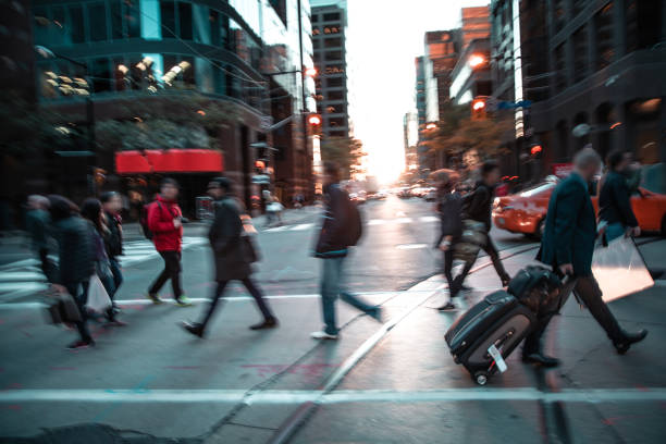 istock Crowded street in downtown at rush hour 1279493791